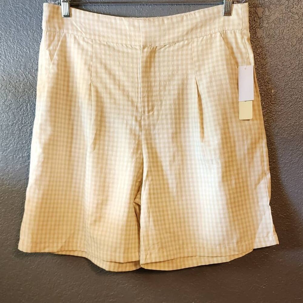 Cyrus Women's Taupe Gingham High Waist Shorts Size 12